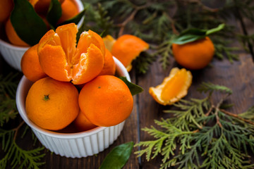Fototapeta na wymiar Mandarins Tangerines Closeup