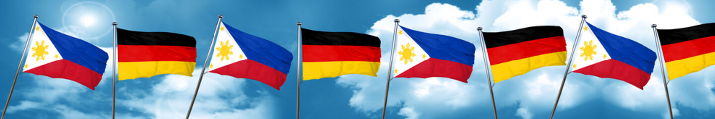 Fototapeta na wymiar Philippines flag with Germany flag, 3D rendering