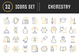 Set Vector Flat Line Icons Chemistry