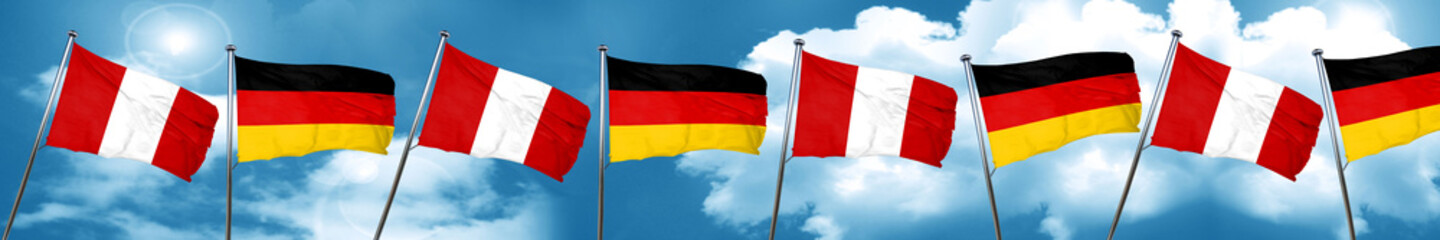 Peru flag with Germany flag, 3D rendering
