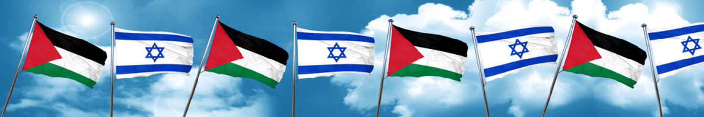 palestine flag with Israel flag, 3D rendering
