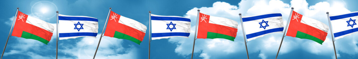 Oman flag with Israel flag, 3D rendering