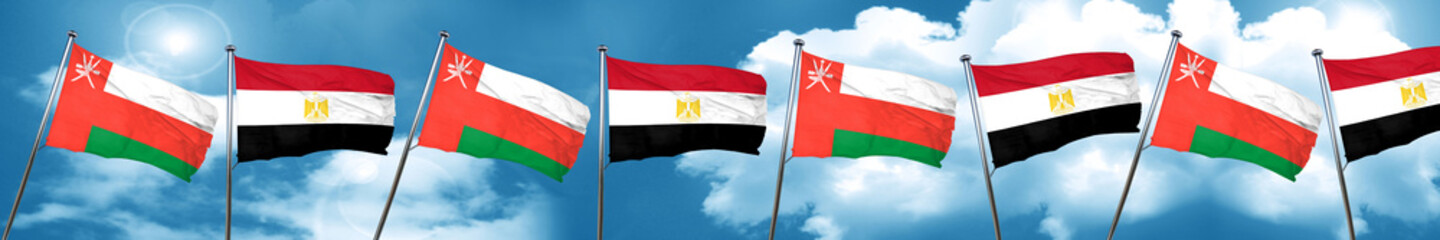 Fototapeta na wymiar Oman flag with egypt flag, 3D rendering
