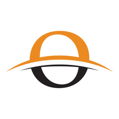 initial letter logo with swoosh orange black