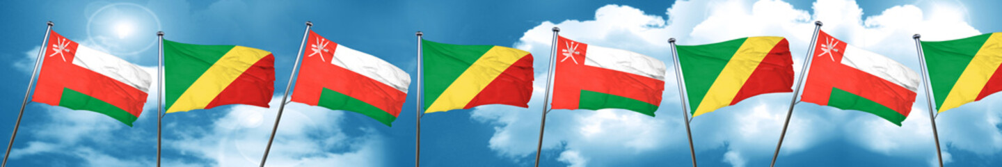 Oman flag with congo flag, 3D rendering