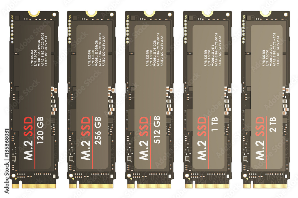 Poster set of m2 ssd, 3d rendering