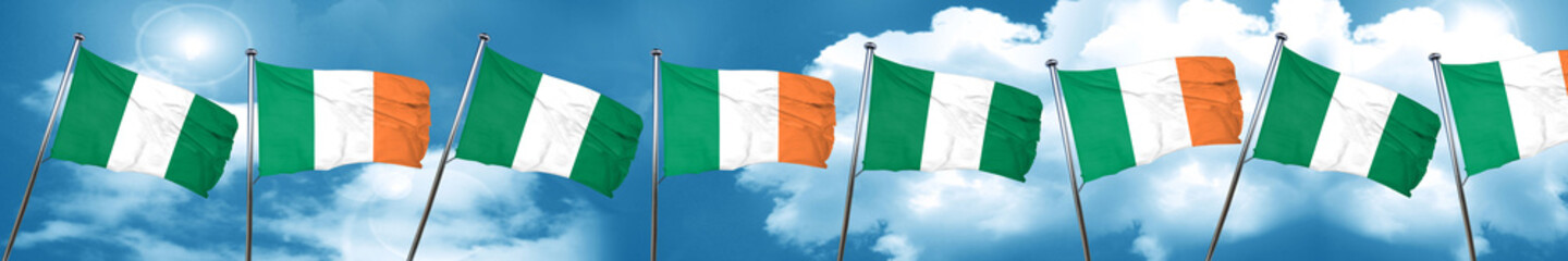 Nigeria flag with Ireland flag, 3D rendering