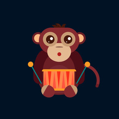 Monkey animal fun character vector illustration.