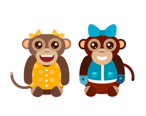 Monkey animal fun character vector illustration.