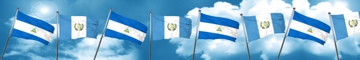 nicaragua flag with Guatemala flag, 3D rendering