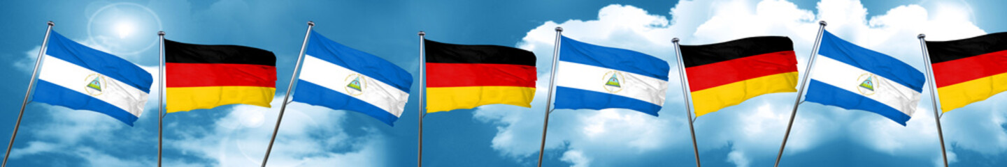 nicaragua flag with Germany flag, 3D rendering