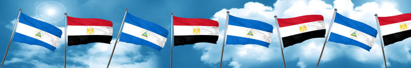 Fototapeta na wymiar nicaragua flag with egypt flag, 3D rendering