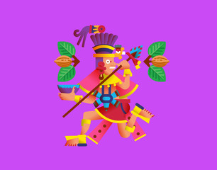 Flat style aztec cacao pattern for chocolate package design. Vector illustration.