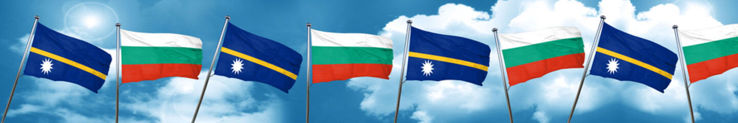 Nauru flag with Bulgaria flag, 3D rendering