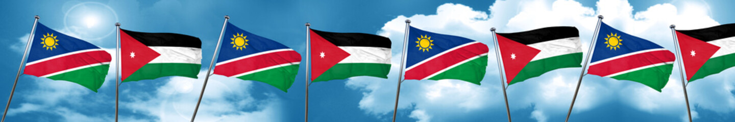 Fototapeta na wymiar Namibia flag with Jordan flag, 3D rendering