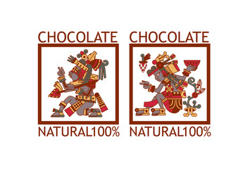 Aztec cacao pattern for chocolate package design. Vector illustration.