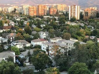 Fototapeta premium landscape, sunset and citywide in Santiago Chile