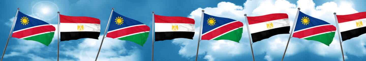Namibia flag with egypt flag, 3D rendering