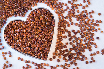 Red Quinoa in a Heart Shape