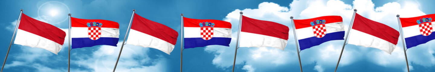 monaco flag with Croatia flag, 3D rendering