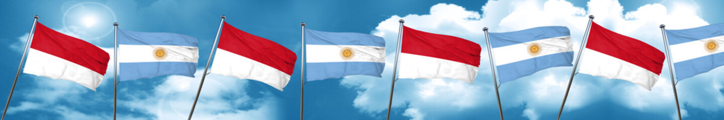 Fototapeta na wymiar monaco flag with Argentine flag, 3D rendering