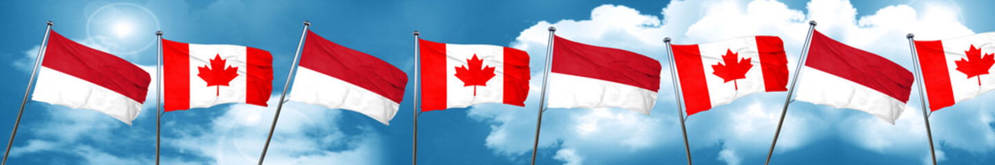 monaco flag with Canada flag, 3D rendering