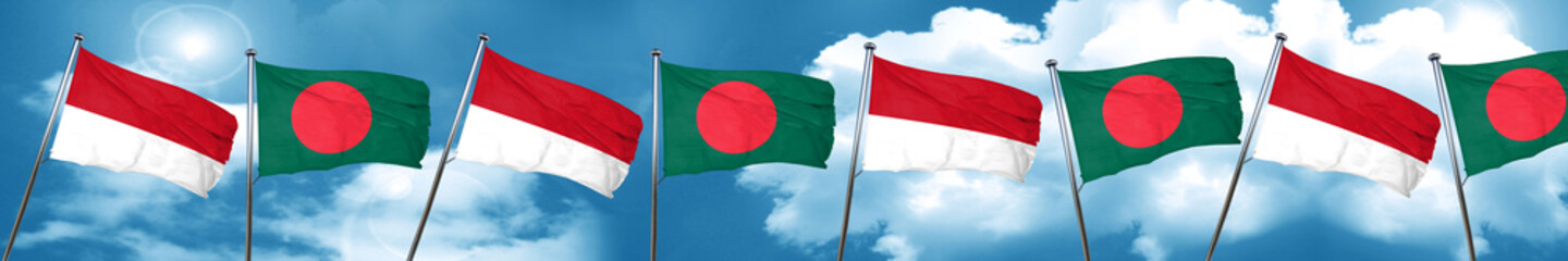 monaco flag with Bangladesh flag, 3D rendering