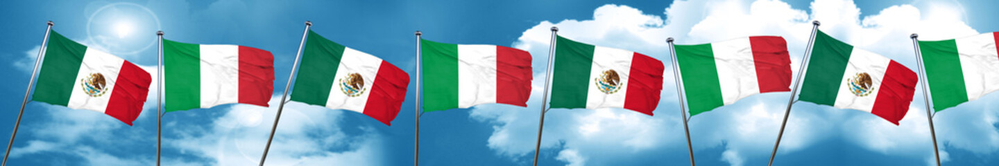 mexico flag with Italy flag, 3D rendering