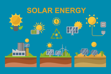 Sun solar energy power electricity technology vector.