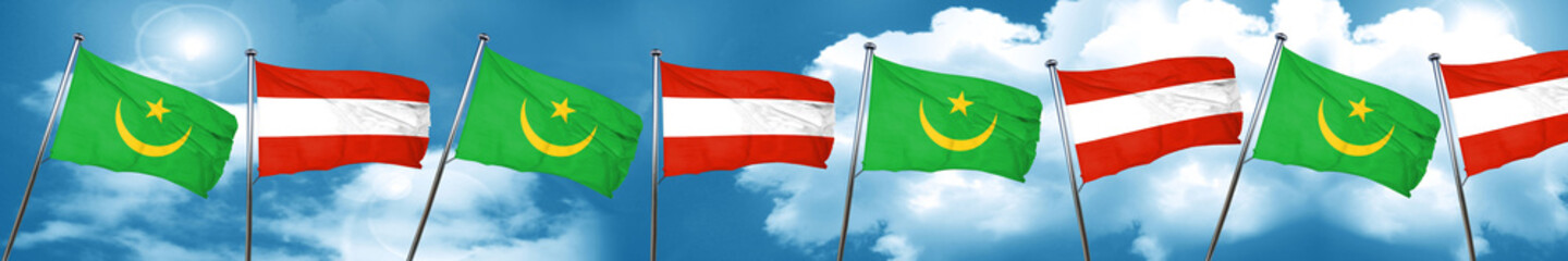 Mauritania flag with Austria flag, 3D rendering