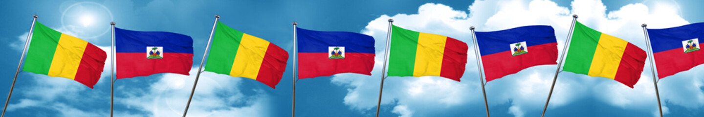 Mali flag with Haiti flag, 3D rendering