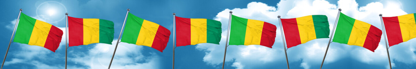 Mali flag with Guinea flag, 3D rendering
