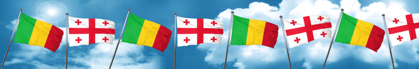 Mali flag with Georgia flag, 3D rendering