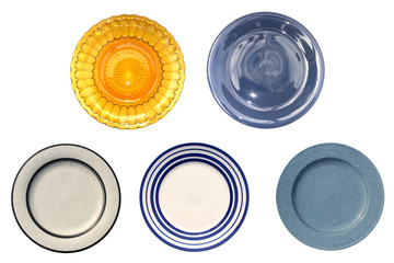 group empty plate on isolated