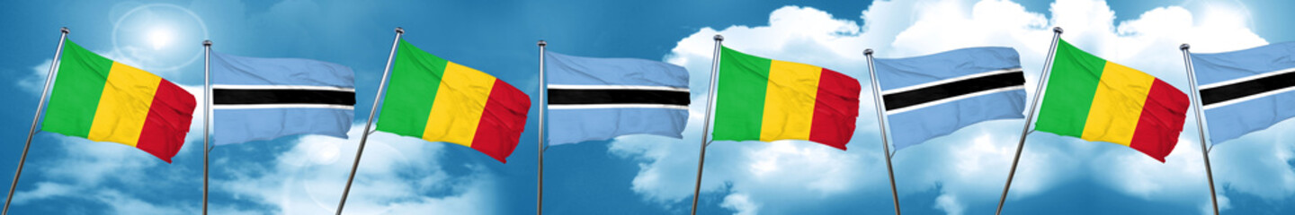 Mali flag with Botswana flag, 3D rendering