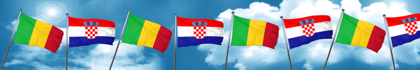 Mali flag with Croatia flag, 3D rendering