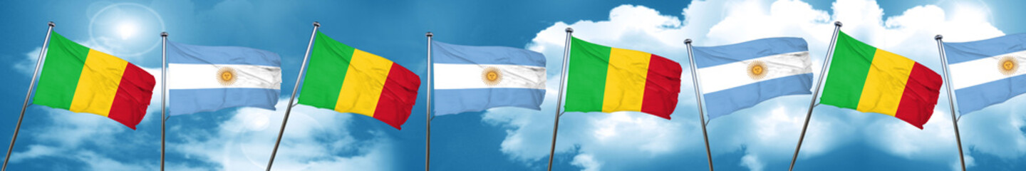 Mali flag with Argentine flag, 3D rendering
