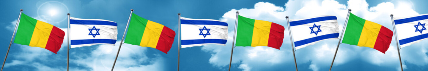 Mali flag with Israel flag, 3D rendering