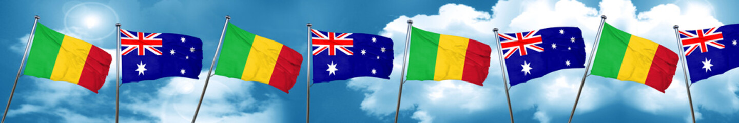 Mali flag with Australia flag, 3D rendering