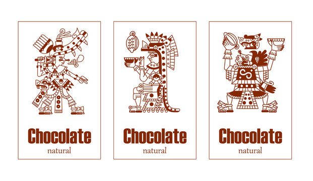 Aztec cacao pattern for chocolate package design.