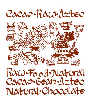 Aztec cacao pattern for chocolate package design.