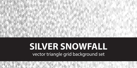 Triangle pattern set "Silver Snowfall". Vector seamless backgrounds