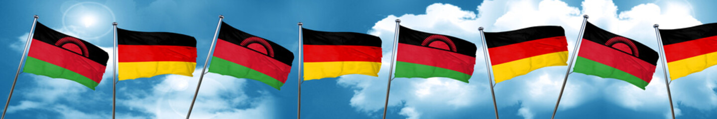 Malawi flag with Germany flag, 3D rendering