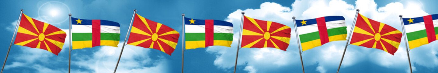 Macedonia flag with Central African Republic flag, 3D rendering