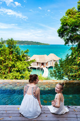 Mother and daughter at resort