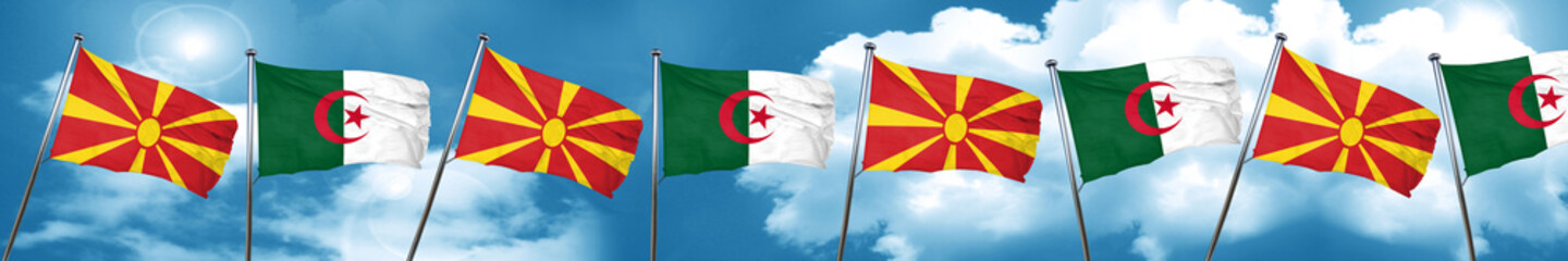 Macedonia flag with Algeria flag, 3D rendering