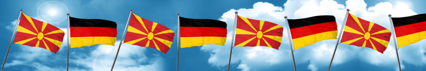 Macedonia flag with Germany flag, 3D rendering