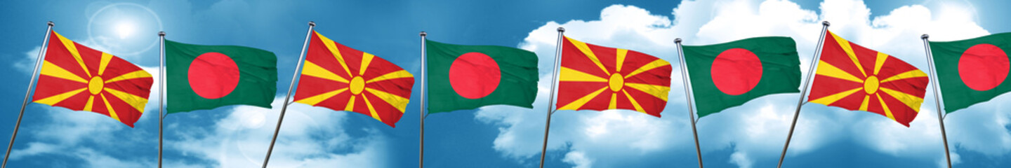 Macedonia flag with Bangladesh flag, 3D rendering