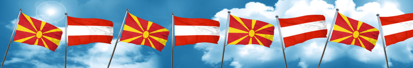 Macedonia flag with Austria flag, 3D rendering