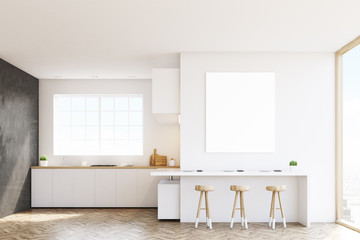 Kitchen countertop and poster